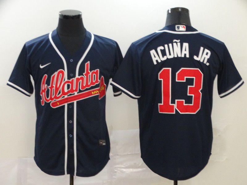 Men Atlanta Braves #13 Acuna jr Blue Nike Game MLB Jerseys->new york mets->MLB Jersey